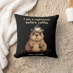I Am a Nightmare Before Coffee, Lovers Motto Throw Pillow