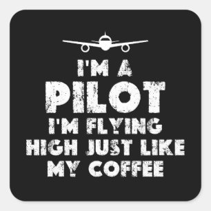 I am a Pilot Flying High Funny Square Sticker