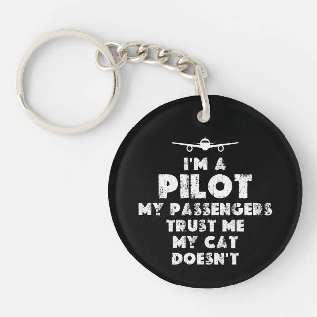 I am a Pilot Funny | cat lover Keychain (Front)
