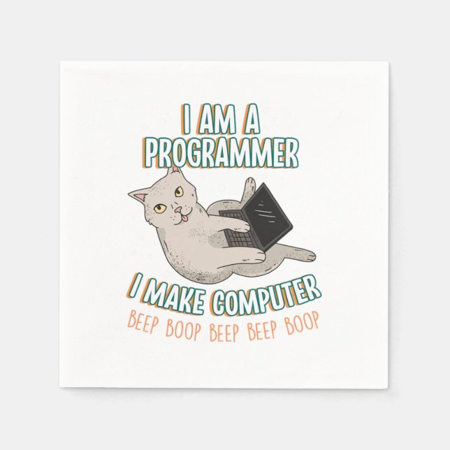 I Am A Programmer Coder Developer Computer Gift Napkin (Front)