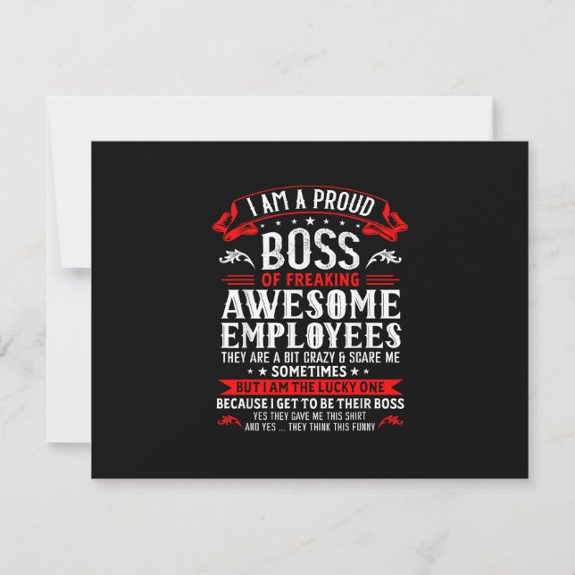 I Am A Proud Boss Of Freaking Awesome Employees Fu RSVP Card (Front)