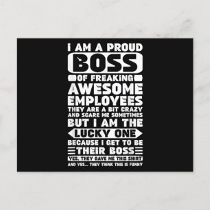 I Am a Proud Boss of Freaking Awesome Employees Sh Postcard