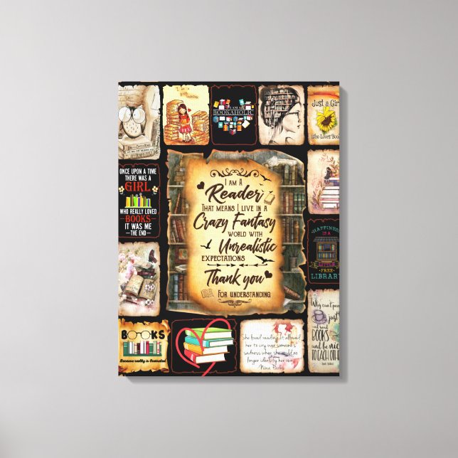 I Am A Reader Blanket, Book Lover Blanket, Canvas Print (Front)