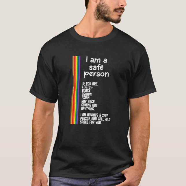 I Am A Safe Person Bisexual Gay Pride Rainbow Lgbt T-Shirt (Front)