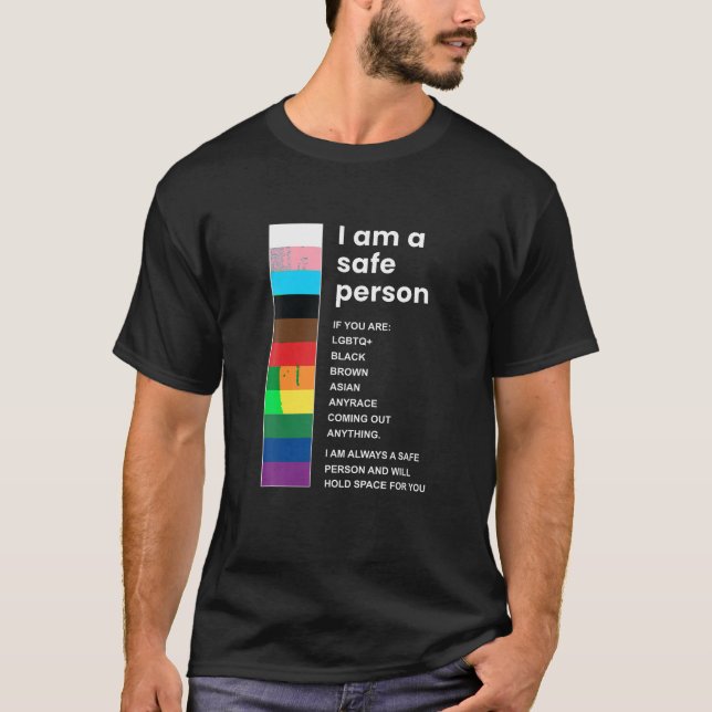 I Am A Safe Person T Shirt Funny LGBT Gay Pride Gi (Front)