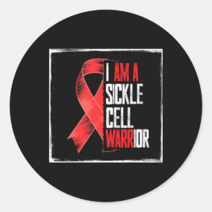 I Am A Sickle Cell Warrior Awareness Burgundy Ribb Classic Round Sticker