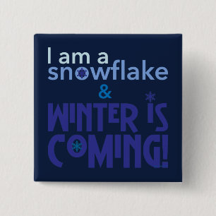I am a snowflake Blue 2 Inch Square Button