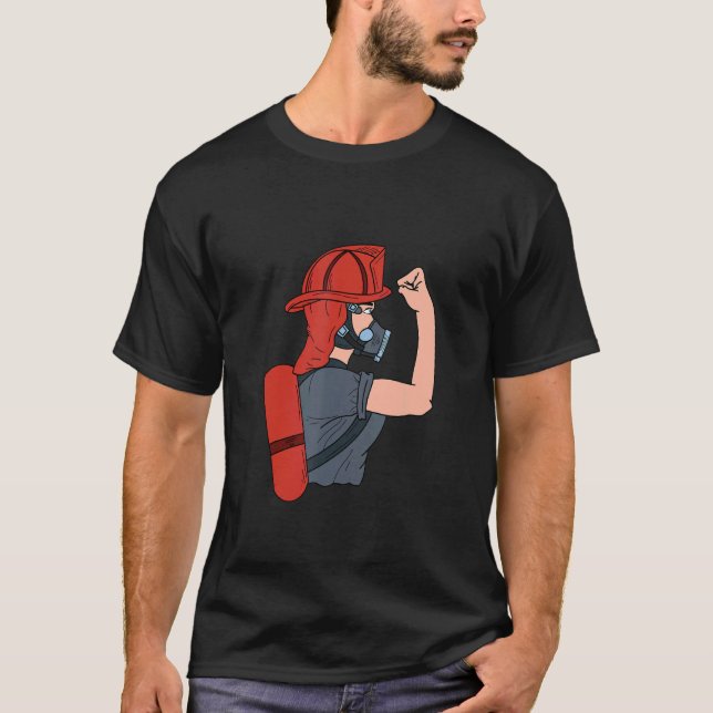 I Am A Strong Lady Firefighter  Inspirational Fire T-Shirt (Front)