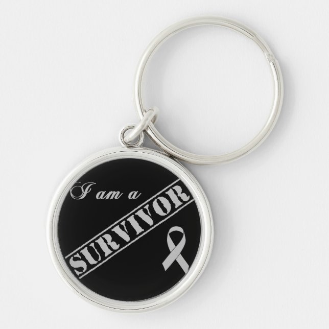 I am a Survivor - Brain Tumour / Cancer Grey Keychain (Front)