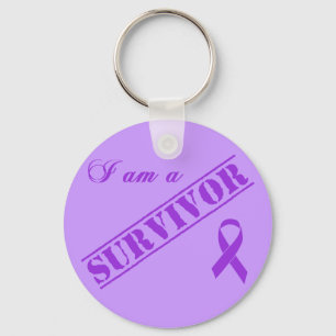 I am a Survivor - Crohns & Colitis Purple Ribbon Keychain