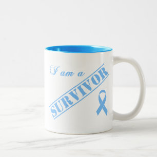 I am a Survivor - Light Blue Ribbon Two-Tone Coffee Mug