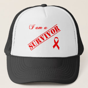 I am a Survivor - Red Ribbon Trucker Hat