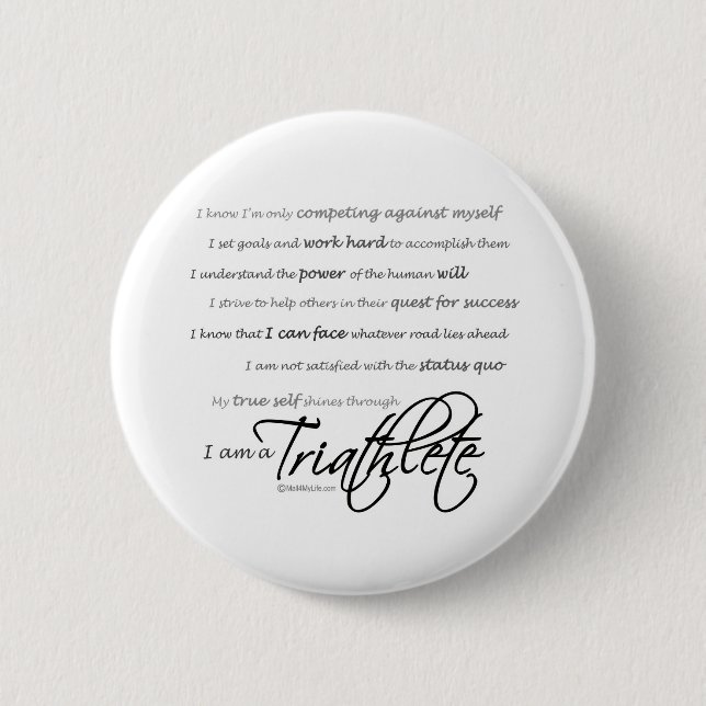 I am a Triathlete - Script 2 Inch Round Button (Front)