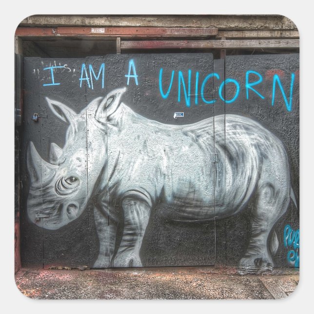 I Am A Unicorn, Shoreditch Graffiti (London) Square Sticker (Front)