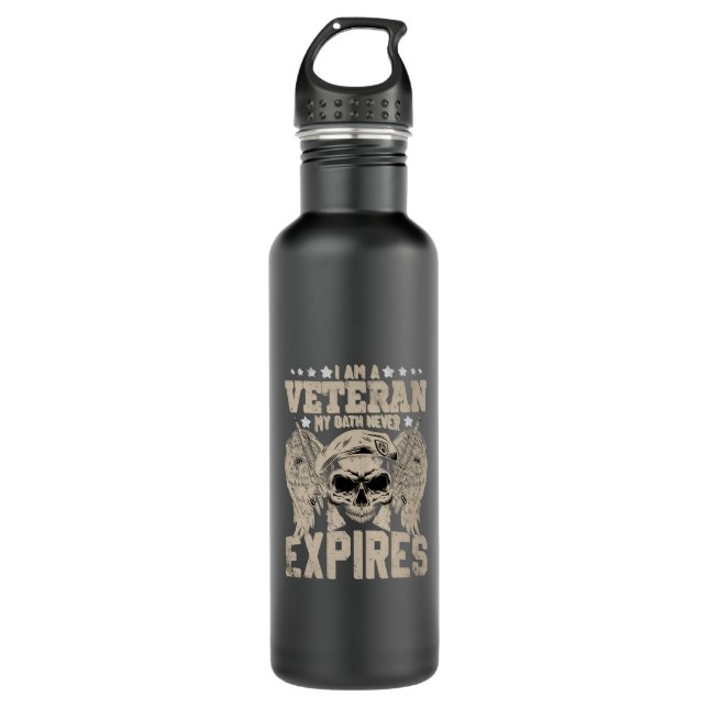 i am a veteran my oath never expires 710 ml water bottle (Front)