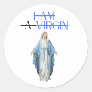 I AM A VIRGIN - FUNNY MEN CLASSIC ROUND STICKER