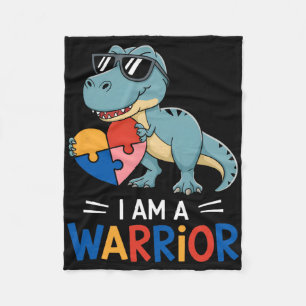 I Am A Warrior Autism Boys Family Dinosaur Autism Fleece Blanket