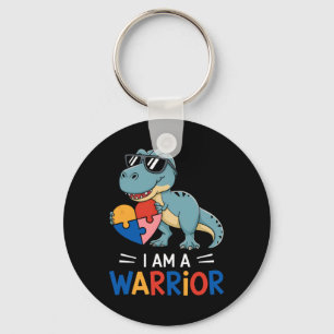 I Am A Warrior Autism Boys Family Dinosaur Autism Keychain