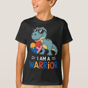 I Am A Warrior Autism Boys Family Dinosaur Autism  T-Shirt