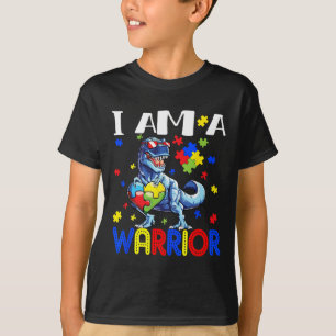 I Am A Warrior Autism Boys Family Dinosaur Autism  T-Shirt