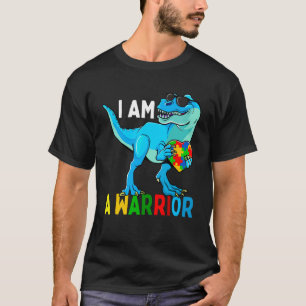 I Am A Warrior Autism Family Dinosaur Autism Aware T-Shirt
