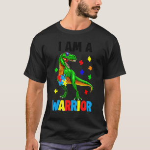 I Am A Warrior Autism Family Dinosaur Autism Aware T-Shirt