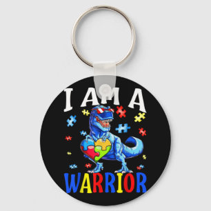 I Am A Warrior Autism Family Dinosaur Autism Keychain