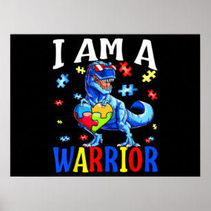 I Am A Warrior Autism Family Dinosaur Autism Poster