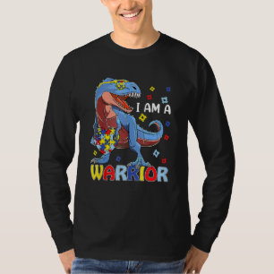 I Am A Warrior Autism Family Trex Dinosaur Autism T-Shirt