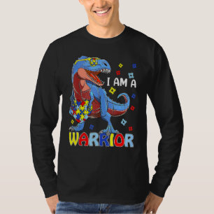 I Am A Warrior Autism Family Trex Dinosaur Autism T-Shirt