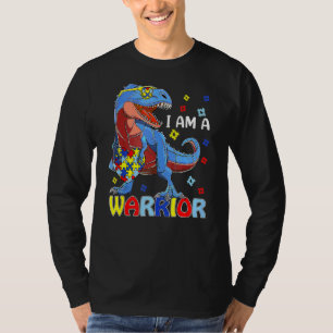 I Am A Warrior Autism Family Trex Dinosaur Autism T-Shirt