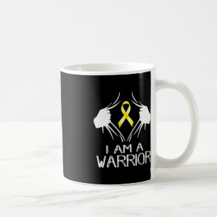 I Am A Warrior Childhood Cancer Awareness Gold Rib Coffee Mug