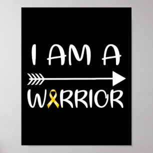 I Am A Warrior Childhood Cancer Awareness Gold Rib Poster