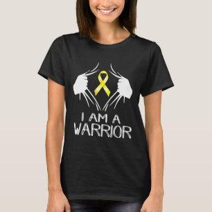 I Am A Warrior Childhood Cancer Awareness Gold Rib T-Shirt