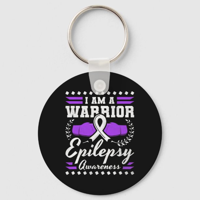 I Am A Warrior Epilepsy Awareness Keychain (Front)