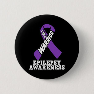 I Am A Warrior Epilepsy Awareness Ribbon Disease  2 Inch Round Button