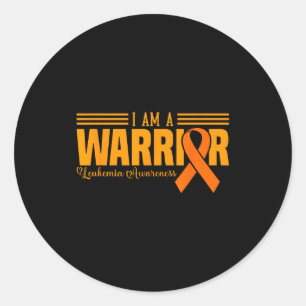 I Am A Warrior Funny Leukemia Blood Cancer Awarene Classic Round Sticker