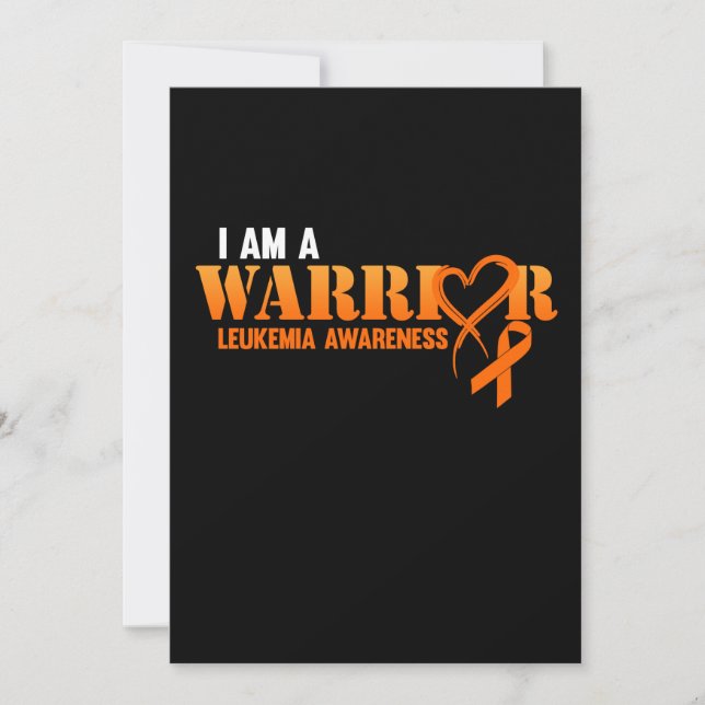 I Am A Warrior Leukaemia Awareness Orange Ribbon Invitation (Front)