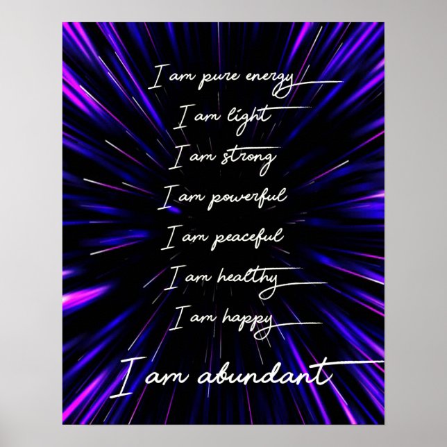 I Am Abundant Positive Affirmations Poster (Front)