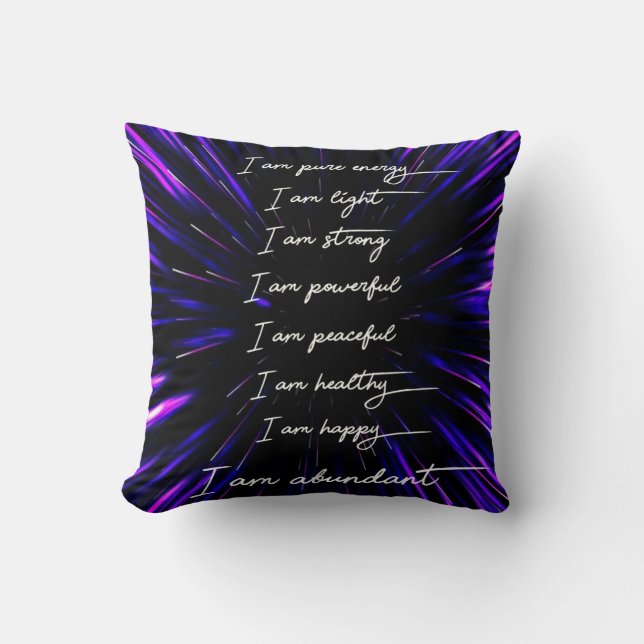 I Am Abundant Positive Affirmations Throw Pillow (Front)