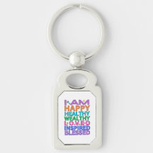 I Am Affirmations Keychain – Colorful Mantra