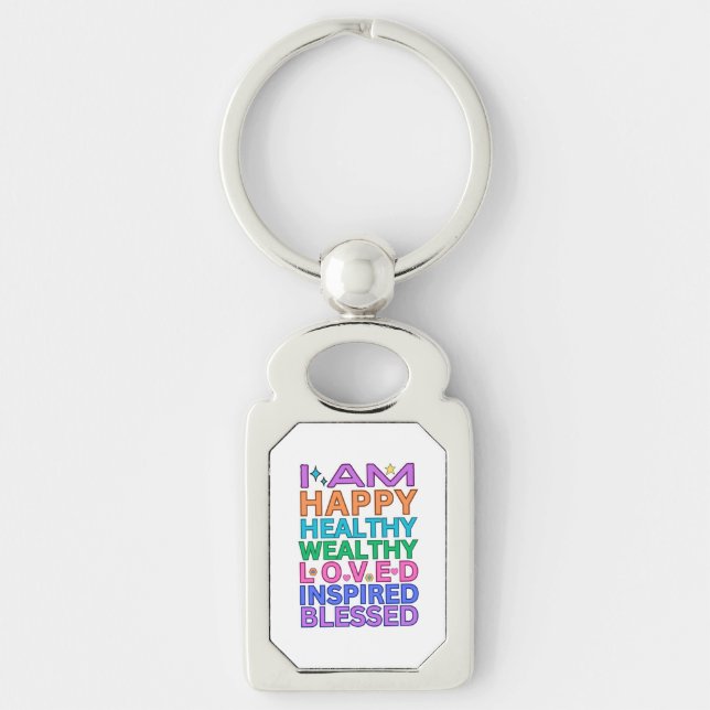 I Am Affirmations Keychain – Colorful Mantra (Front)