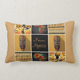 I Am Africa Pattern Print Collage Lumbar Pillow