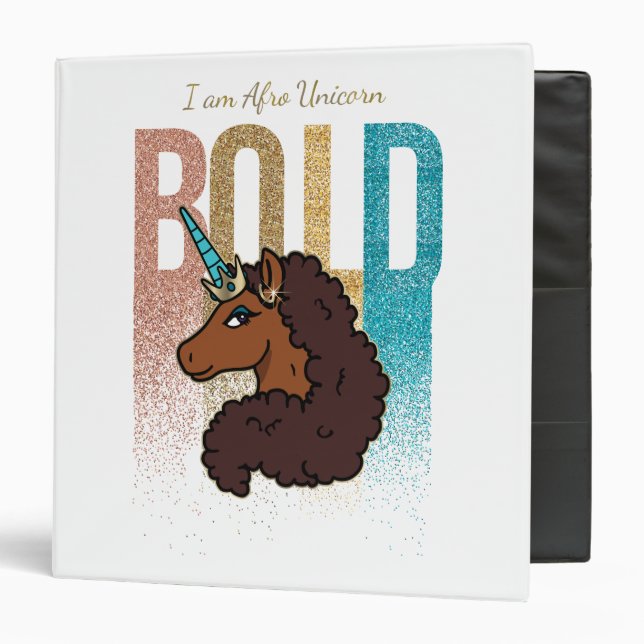 I am Afro Unicorn | Bold Glitter Design Binder (Front/Inside)