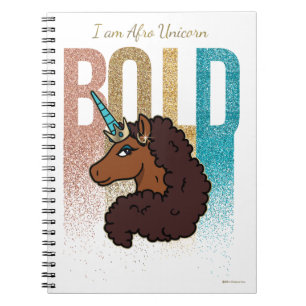 I am Afro Unicorn   Bold Glitter Design Notebook