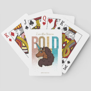 I am Afro Unicorn   Bold Glitter Playing Cards