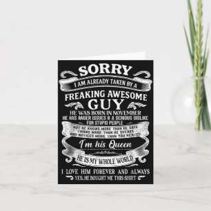 I Am Already Taken By Freaking Awesome Guy Born In Card
