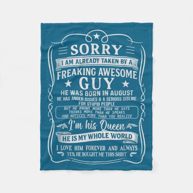 I Am Already Taken By Freaking Awesome Guy Born In Fleece Blanket (Front)