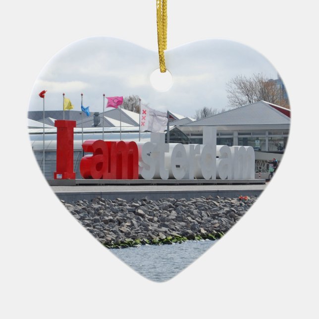 I am Amsterdam Sign, Netherlands Ceramic Ornament (Front)