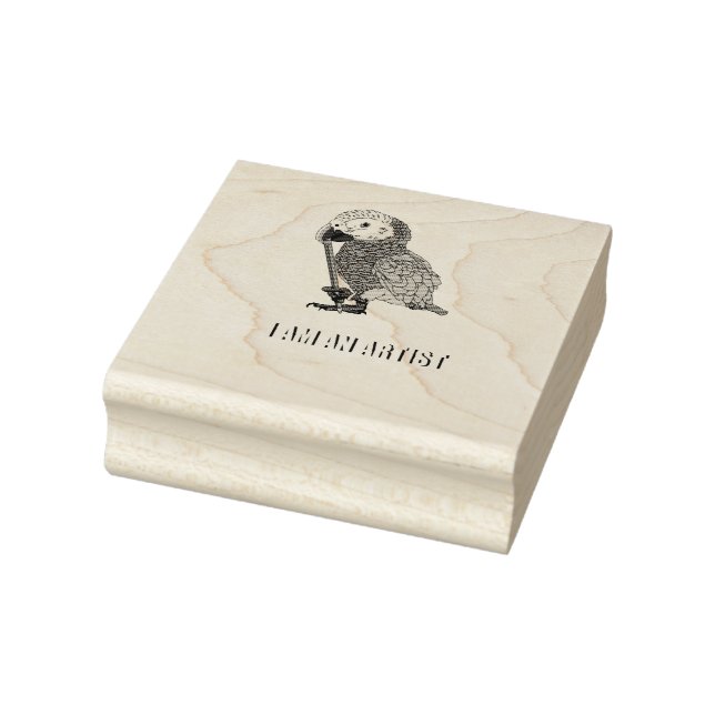 I Am An Artist African Gray Parrot Rubber Stamp (Stamp)